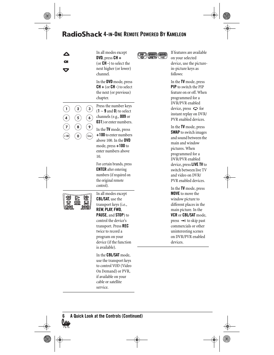 Radio Shack Kameleon 4-in-One User Manual | Page 6 / 58
