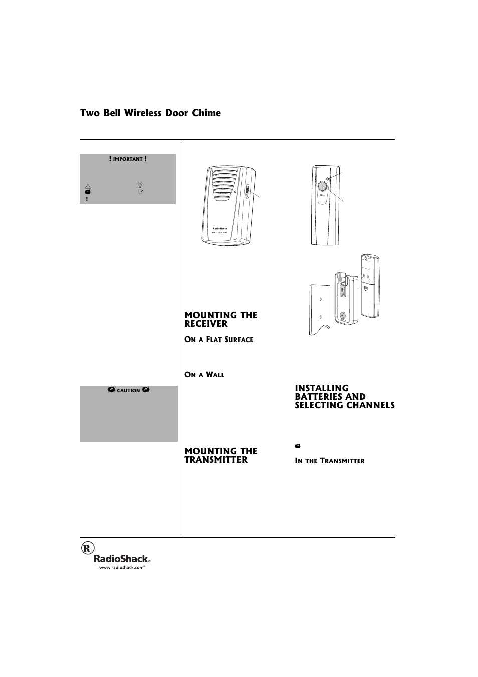 Radio Shack 63-1124 User Manual | 2 pages