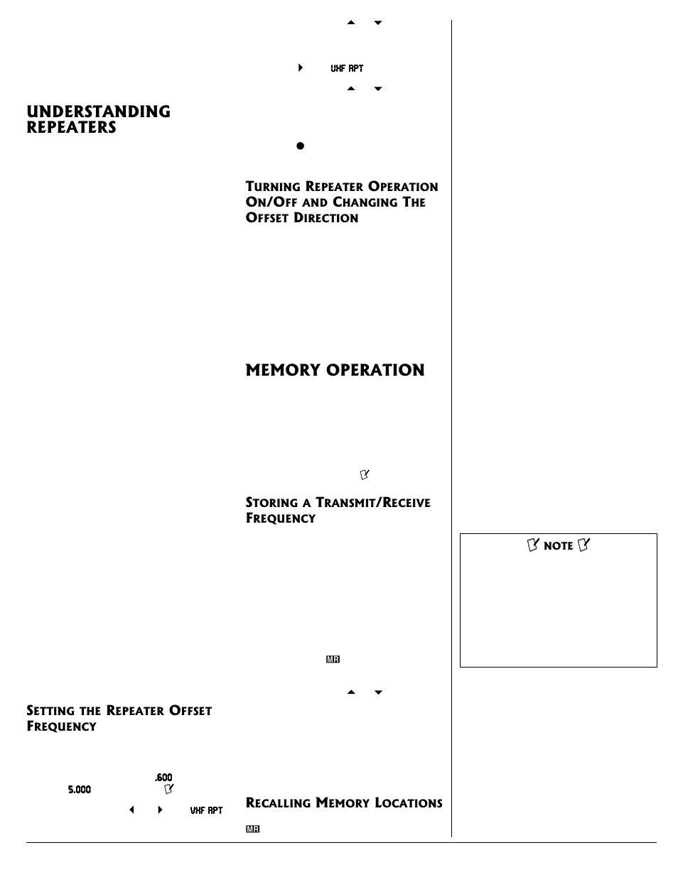 Understanding repeaters, Memory operation | Radio Shack HTX-420 User Manual | Page 5 / 11