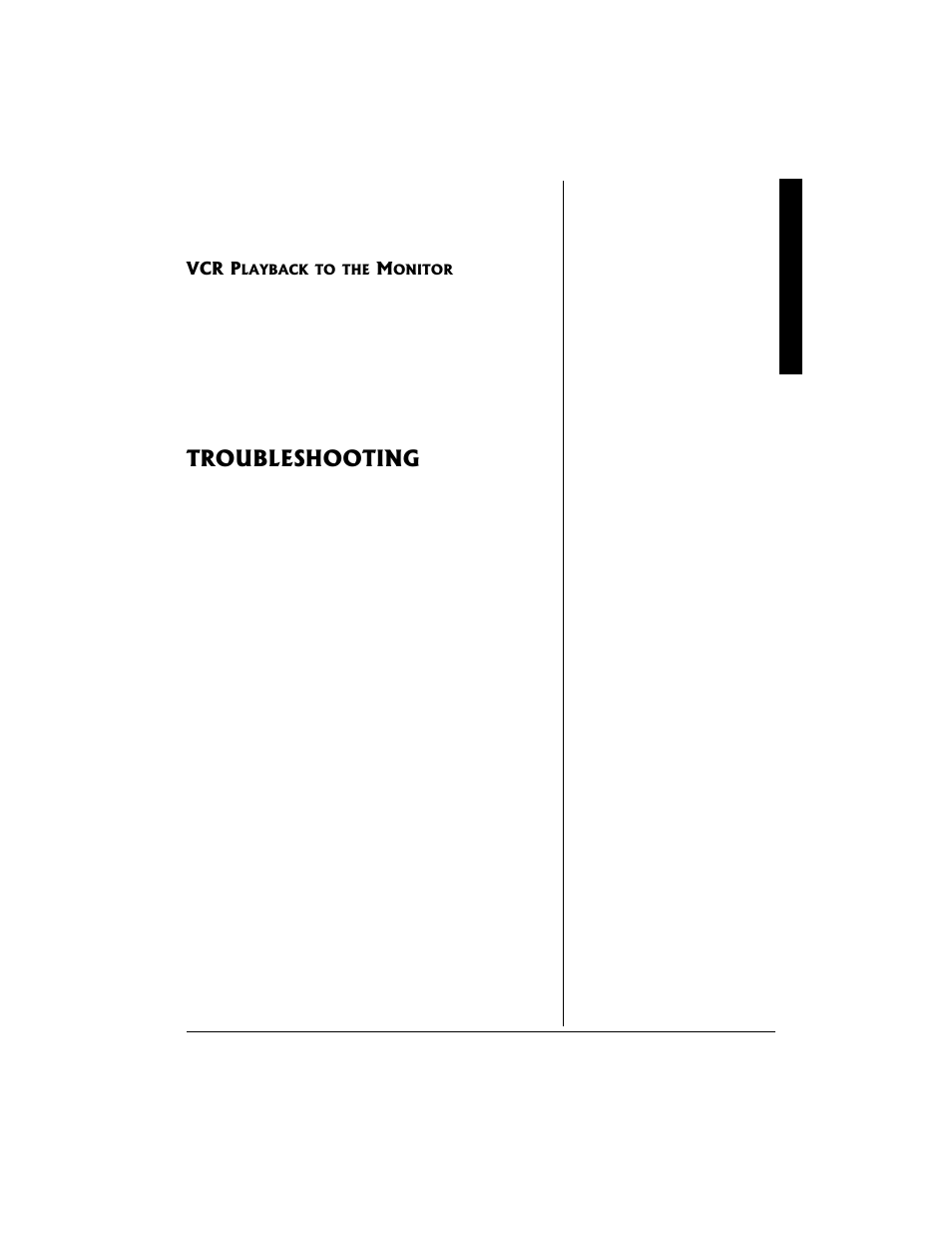 Vcr playback to the monitor, Troubleshooting | Radio Shack 49-2514 User Manual | Page 7 / 8