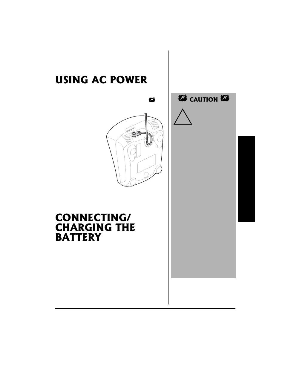 Using ac power, Connecting/ charging the battery | Radio Shack 43-3538 User Manual | Page 3 / 8