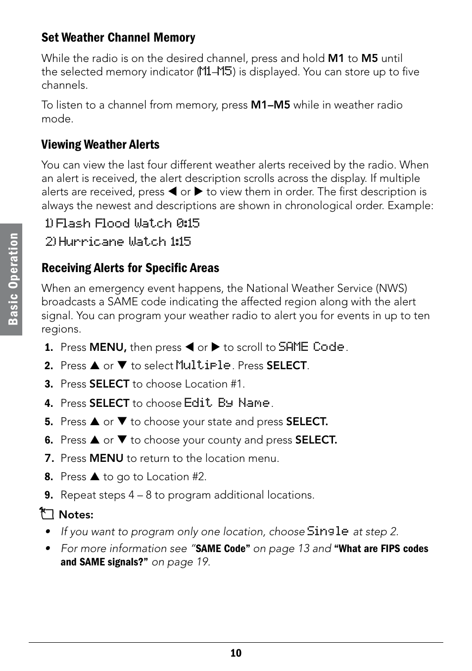 Viewing weather alerts, Receiving alerts for specific areas | Radio Shack 12-519 User Manual | Page 10 / 24