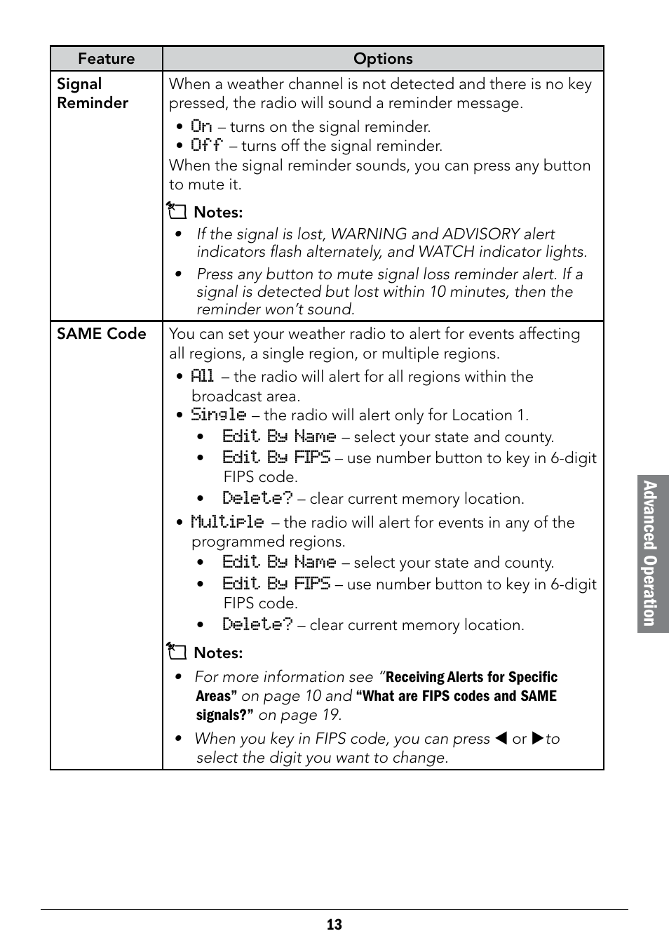 Adv anced oper ation | Radio Shack 12-519 User Manual | Page 13 / 24