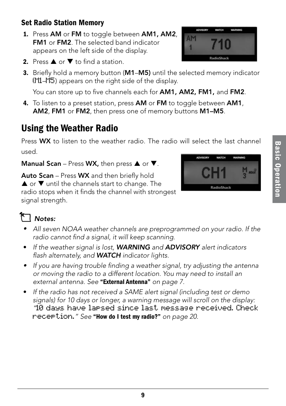 Using the weather radio | Radio Shack 12-519 User Manual | Page 9 / 24