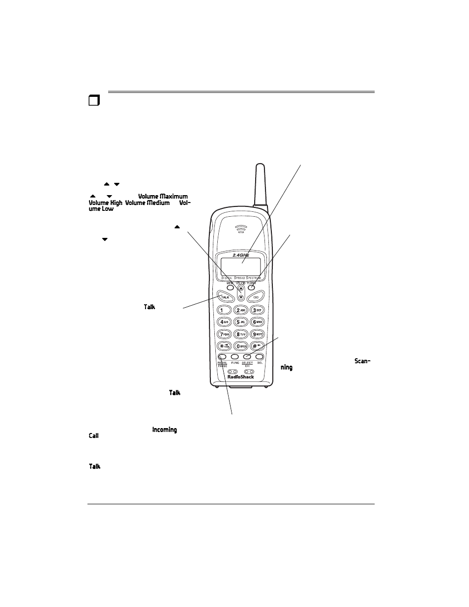 Operation, A quick look at your phone | Radio Shack 2.4 GHz Digital Spread Spectrum Cordless Telephone with Caller ID/Call Waiting Deluxe User Manual | Page 14 / 24