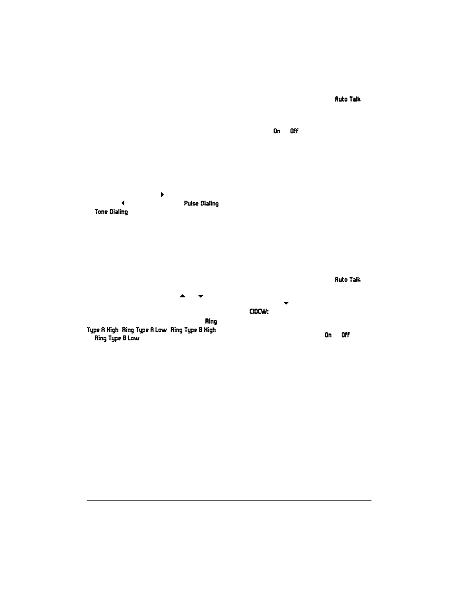Setting the ringer tone and volume, Turning auto talk on/ off, Turning caller id/call waiting on/off | Storing your area code | Radio Shack 43-1122 User Manual | Page 10 / 20