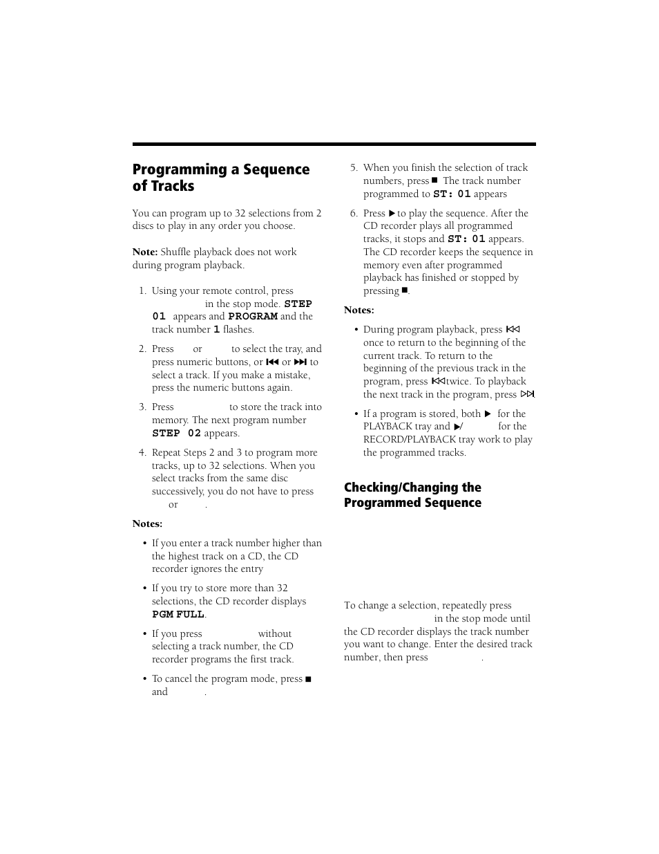 Programming a sequence of tracks, Checking/changing the programmed sequence | Radio Shack CD Player User Manual | Page 19 / 32