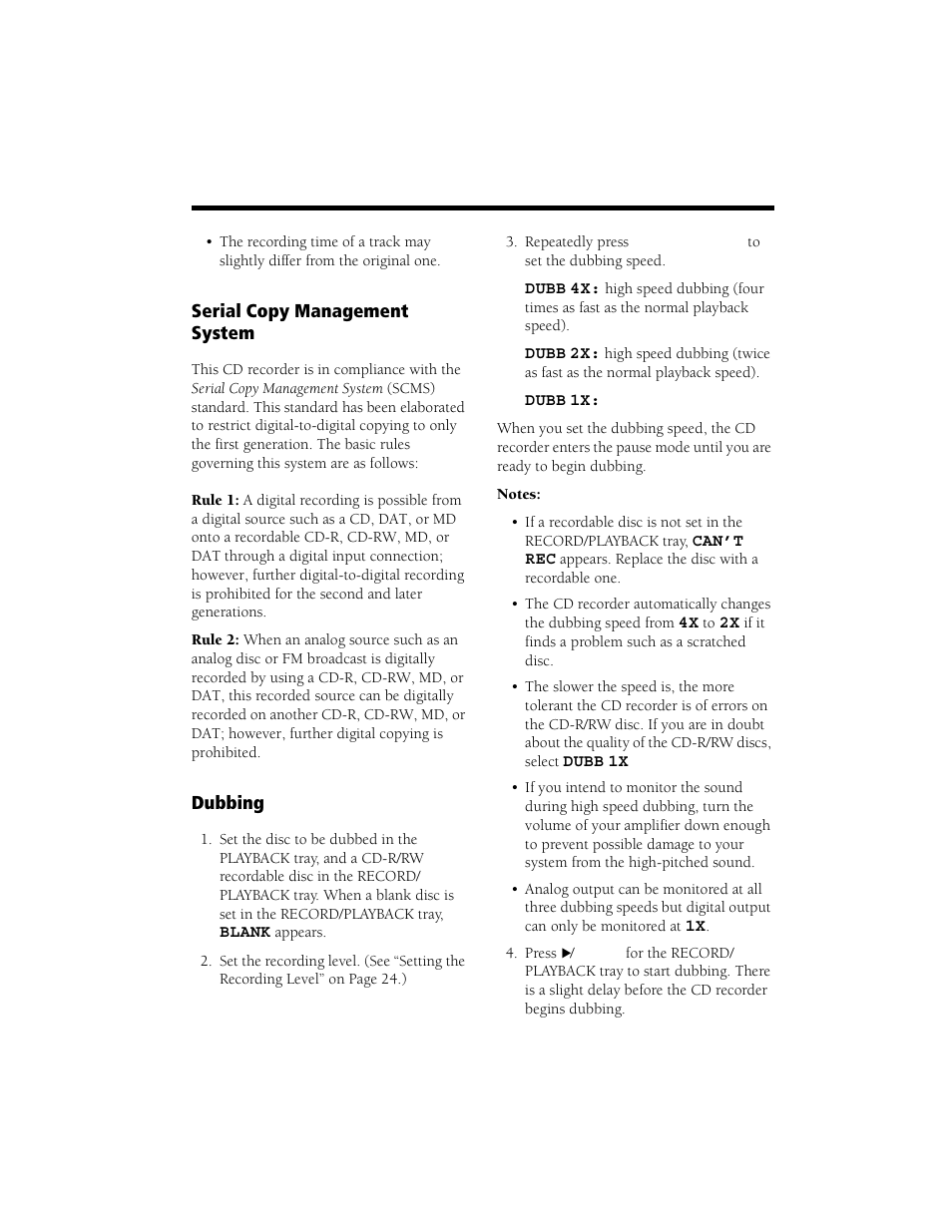 Serial copy management system dubbing | Radio Shack CD Player User Manual | Page 21 / 32