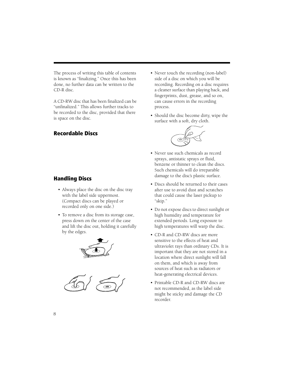 Recordable discs handling discs | Radio Shack CD Player User Manual | Page 8 / 32