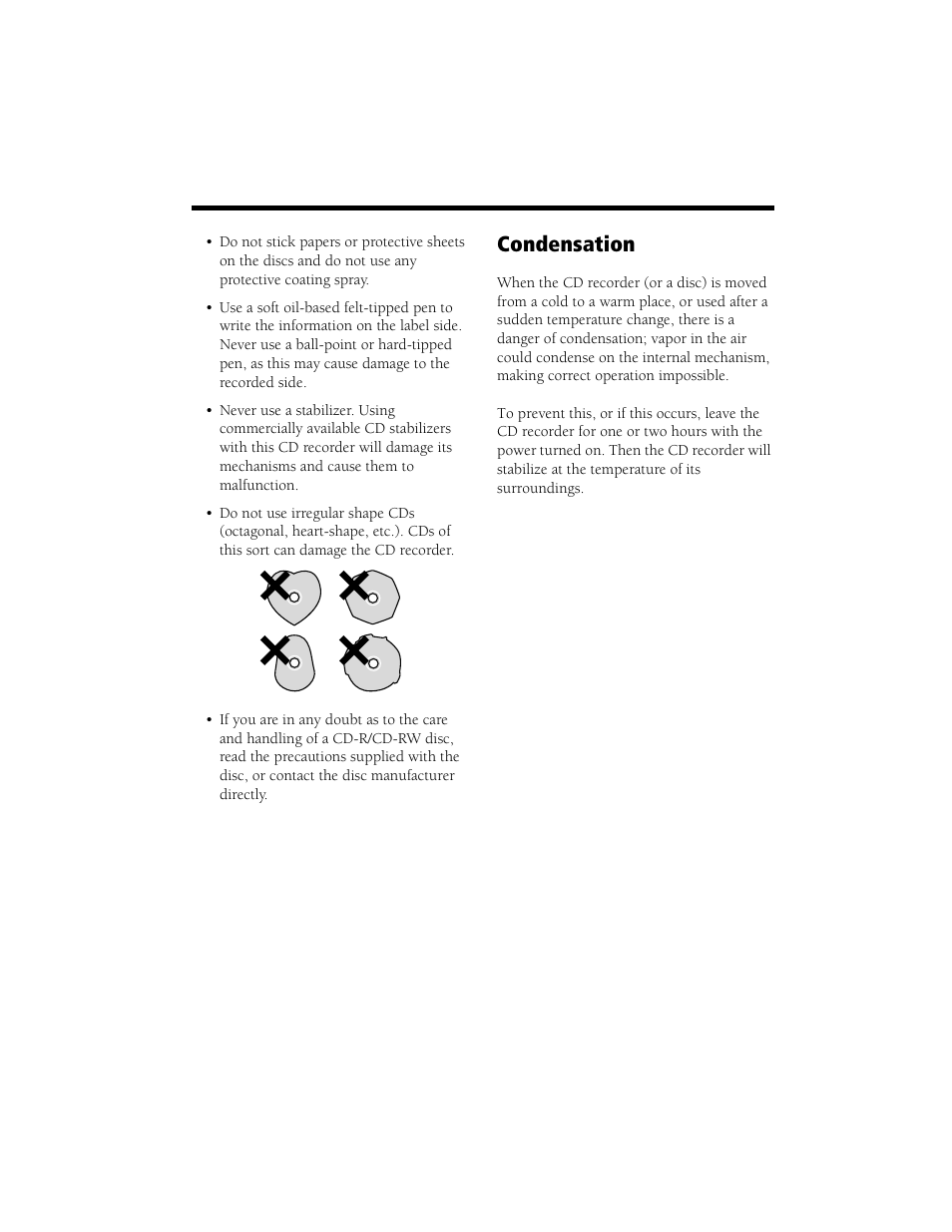 Condensation | Radio Shack CD Player User Manual | Page 9 / 32