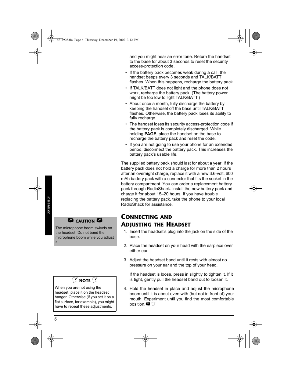 Radio Shack 43-3908 User Manual | Page 6 / 12