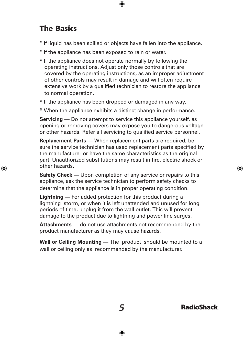 The basics | Radio Shack 32-2057 User Manual | Page 5 / 20