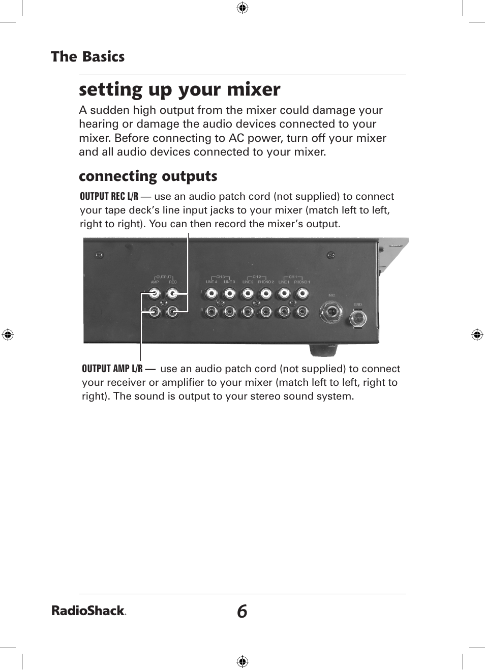 Setting up your mixer | Radio Shack 32-2057 User Manual | Page 6 / 20