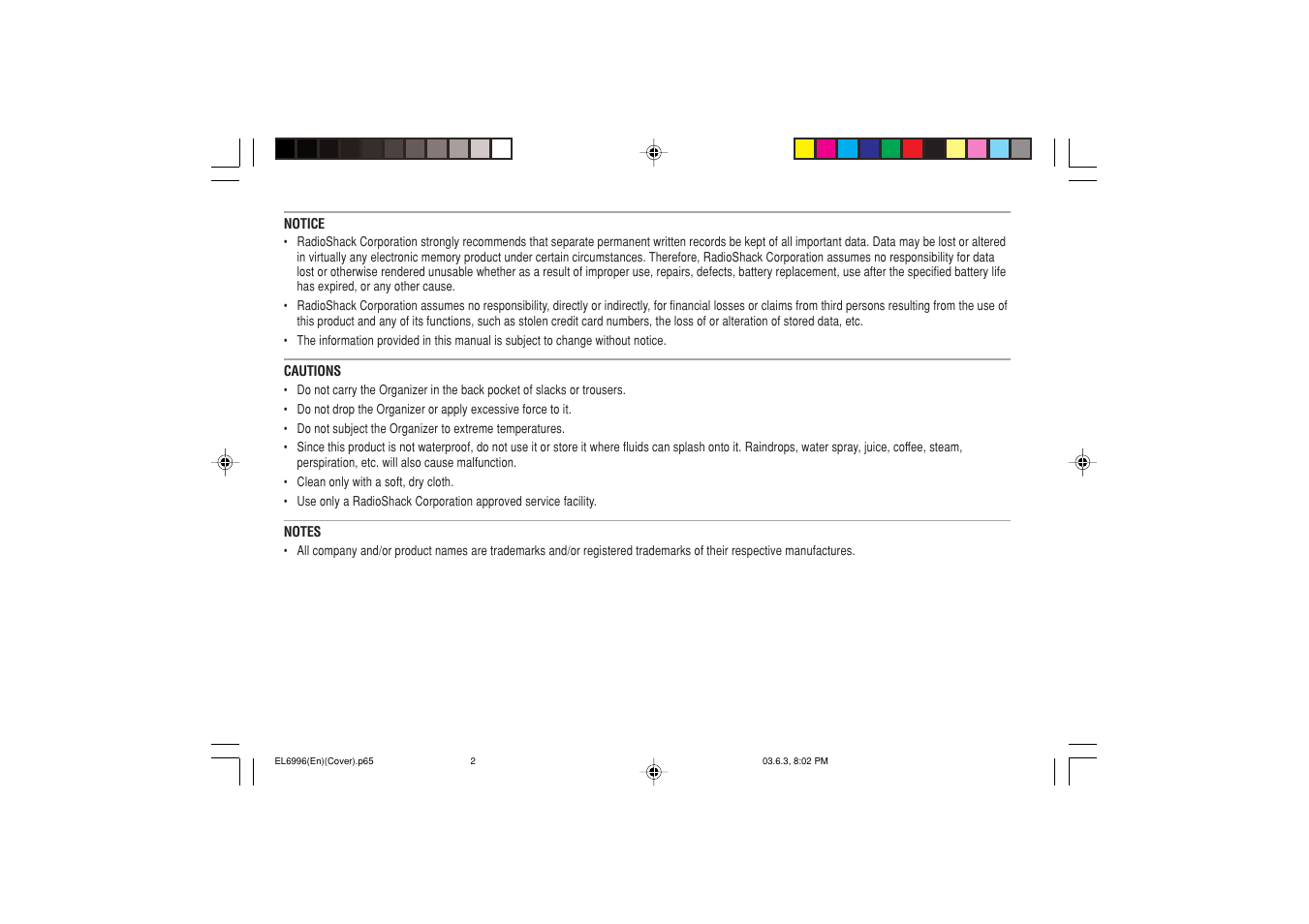 Radio Shack EL-6996 User Manual | Page 2 / 40