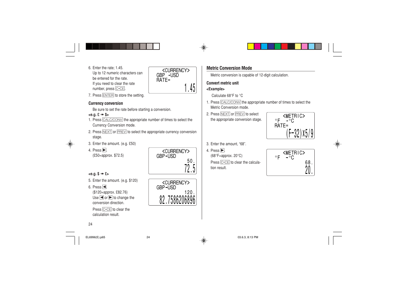 5x/9, F–32 | Radio Shack EL-6996 User Manual | Page 26 / 40