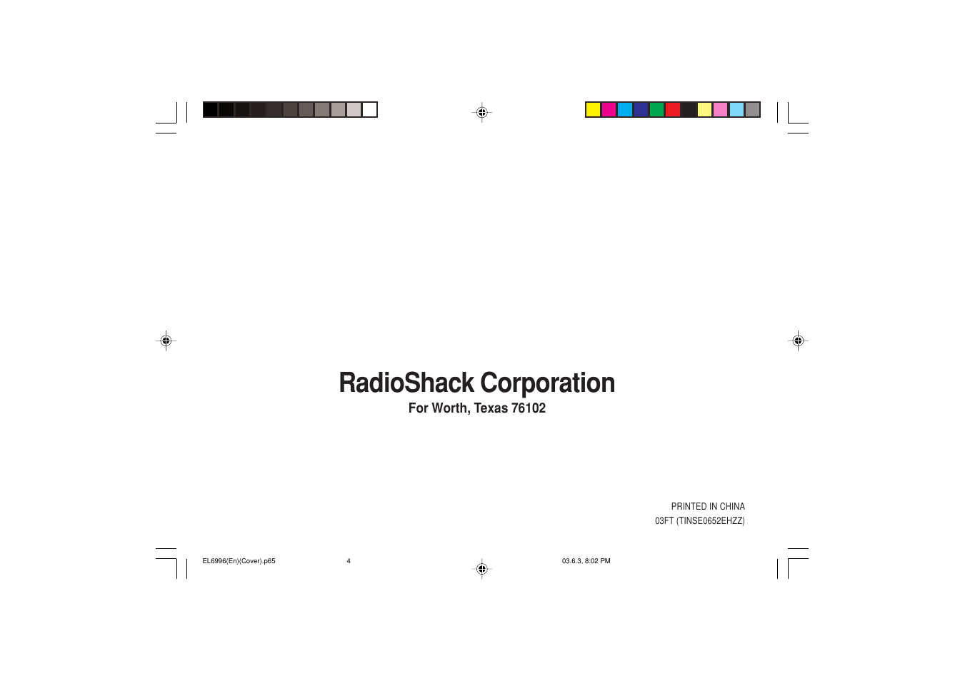 Radioshack corporation | Radio Shack EL-6996 User Manual | Page 40 / 40