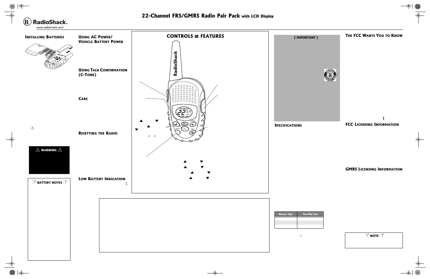 Radio Shack 21-1901 User Manual | 1 page