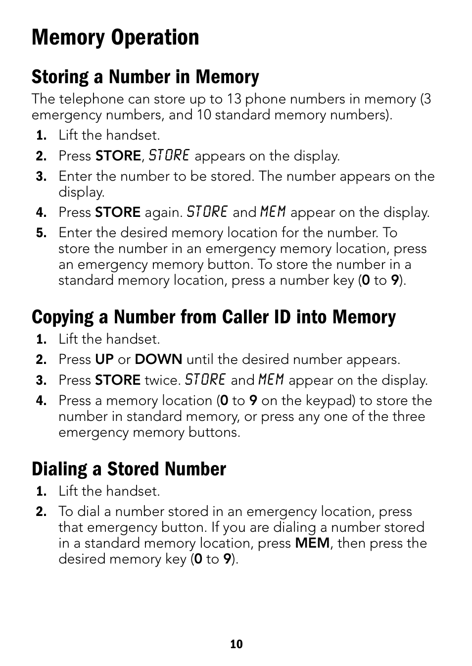 Dialing a stored number | Radio Shack 43-3901 User Manual | Page 10 / 16