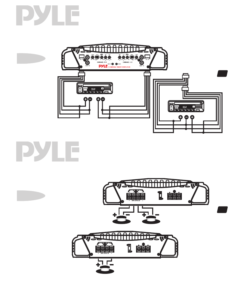Plmra220, Plmra420, Ster eo output mode bridged mono output mode | Radio Shack PLMRA420 User Manual | Page 9 / 12