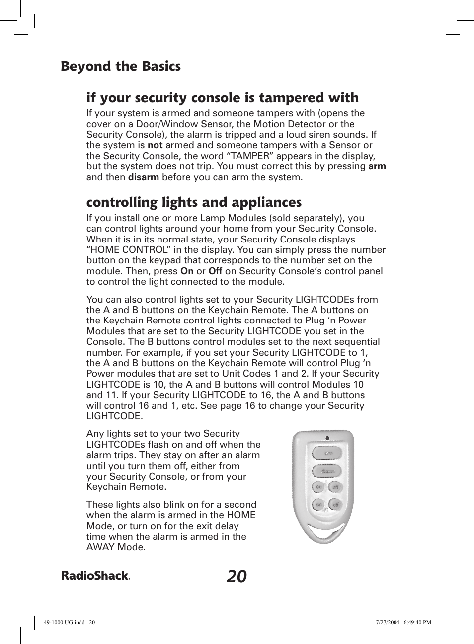 Controlling lights and appliances | Radio Shack 49-1000 User Manual | Page 20 / 32