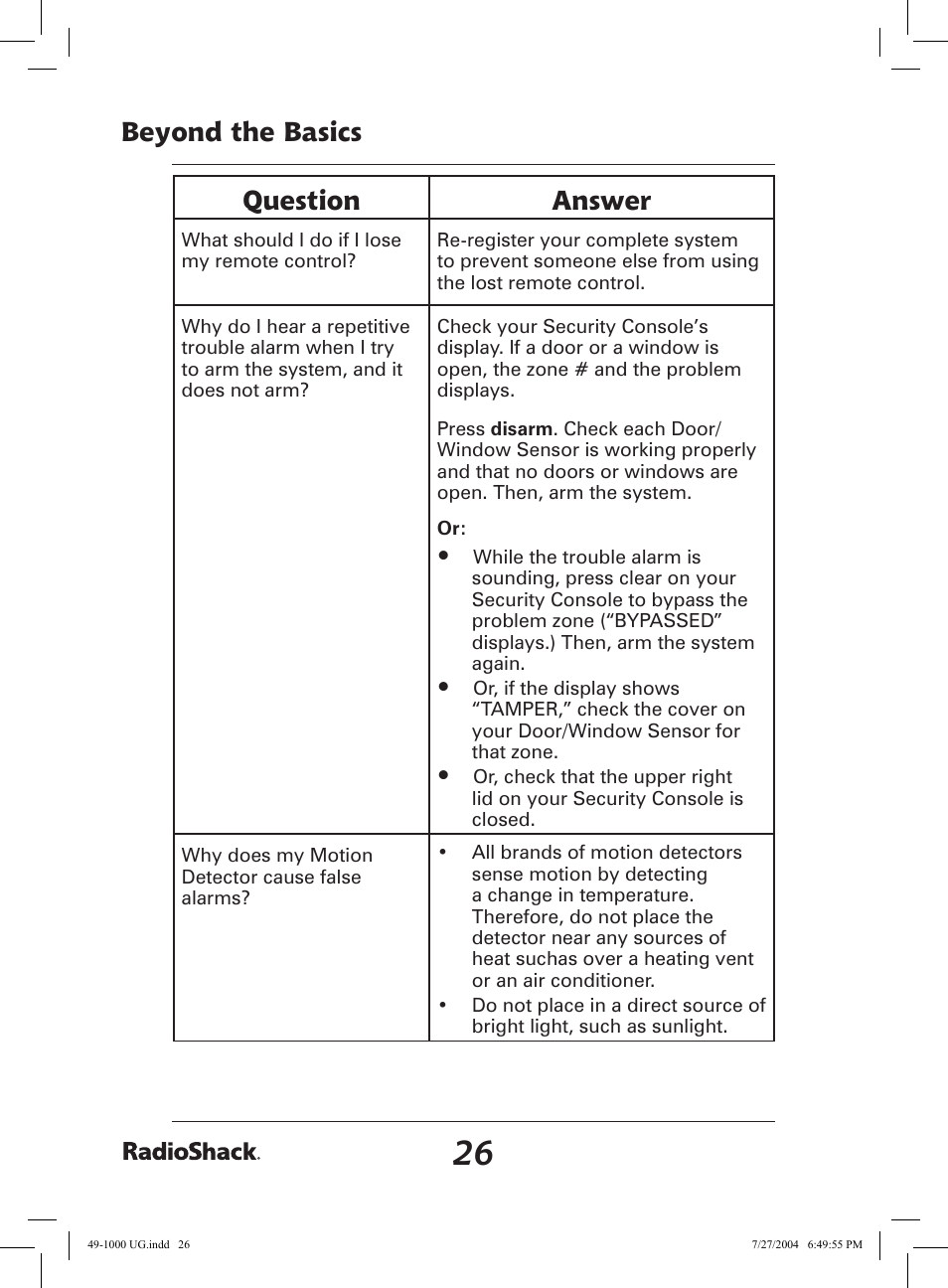 Beyond the basics question answer | Radio Shack 49-1000 User Manual | Page 26 / 32