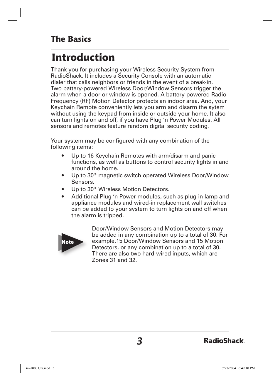 Introduction, The basics | Radio Shack 49-1000 User Manual | Page 3 / 32