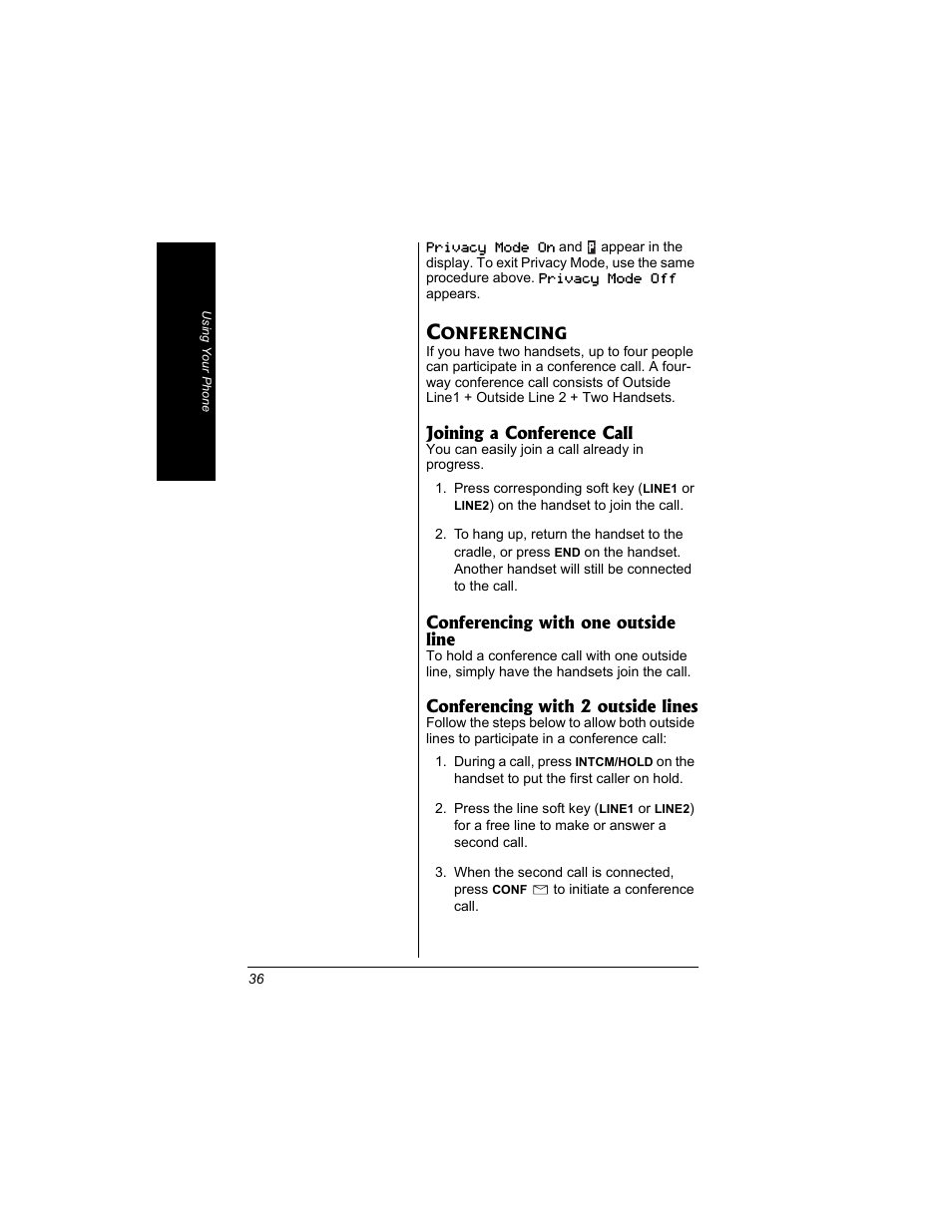 Conferencing | Radio Shack 43-3704 User Manual | Page 36 / 76