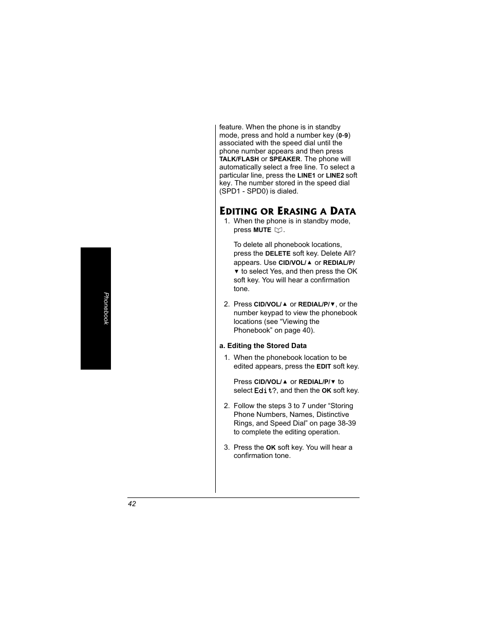 Editing or erasing a data | Radio Shack 43-3704 User Manual | Page 42 / 76