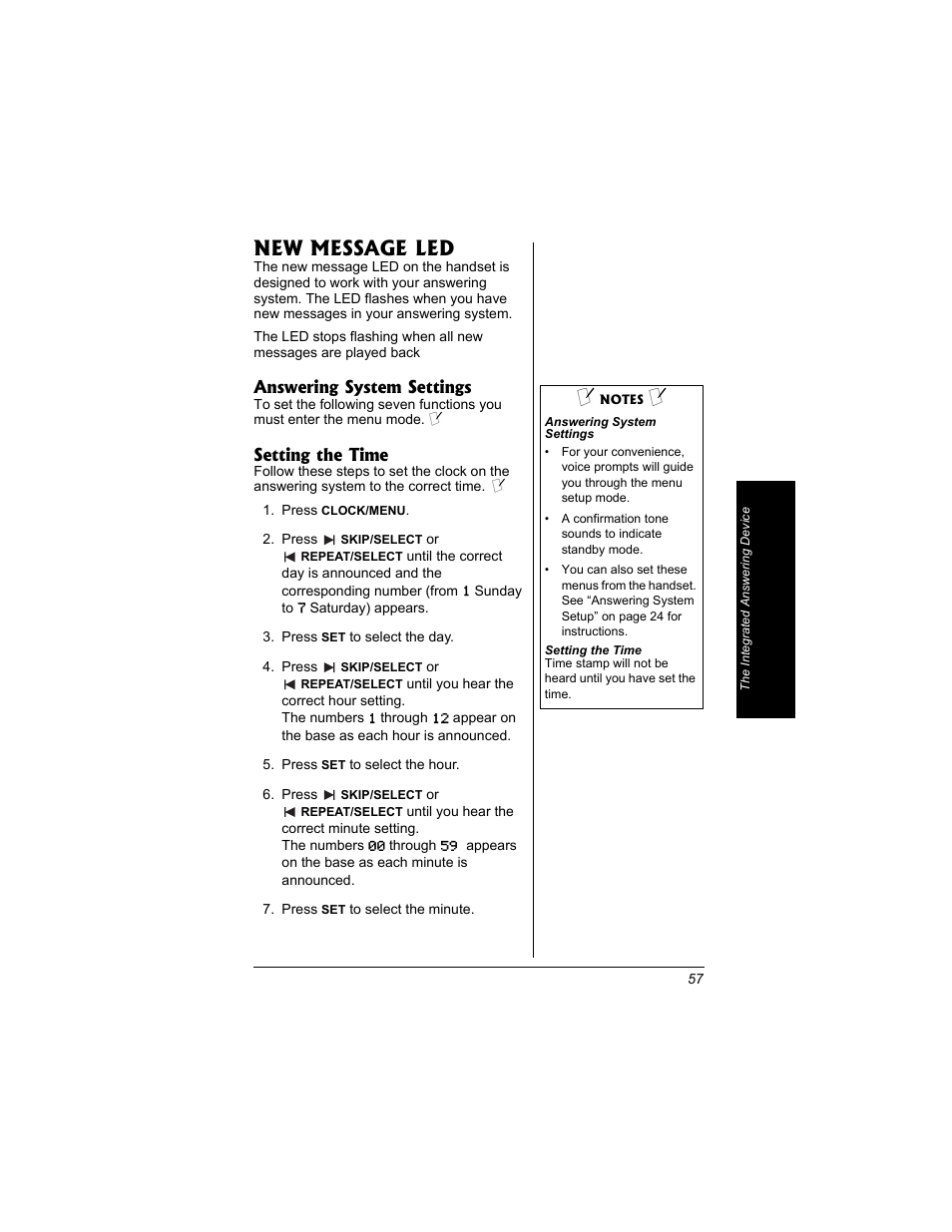 New message led | Radio Shack 43-3704 User Manual | Page 57 / 76