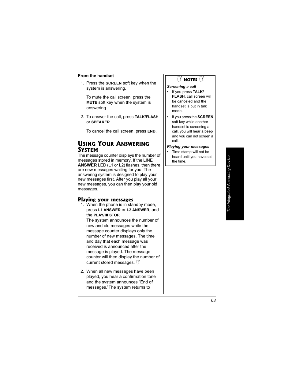 Using your answering system | Radio Shack 43-3704 User Manual | Page 63 / 76