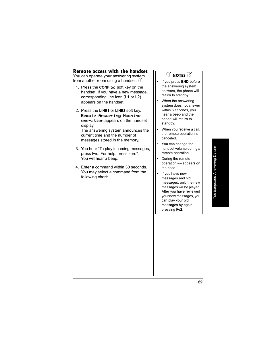 Remote access with the handset | Radio Shack 43-3704 User Manual | Page 69 / 76