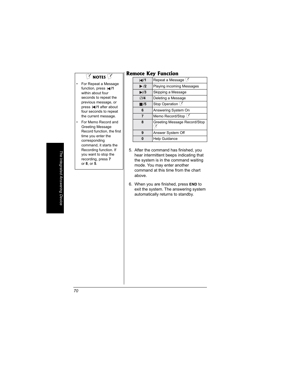 Remote key function | Radio Shack 43-3704 User Manual | Page 70 / 76