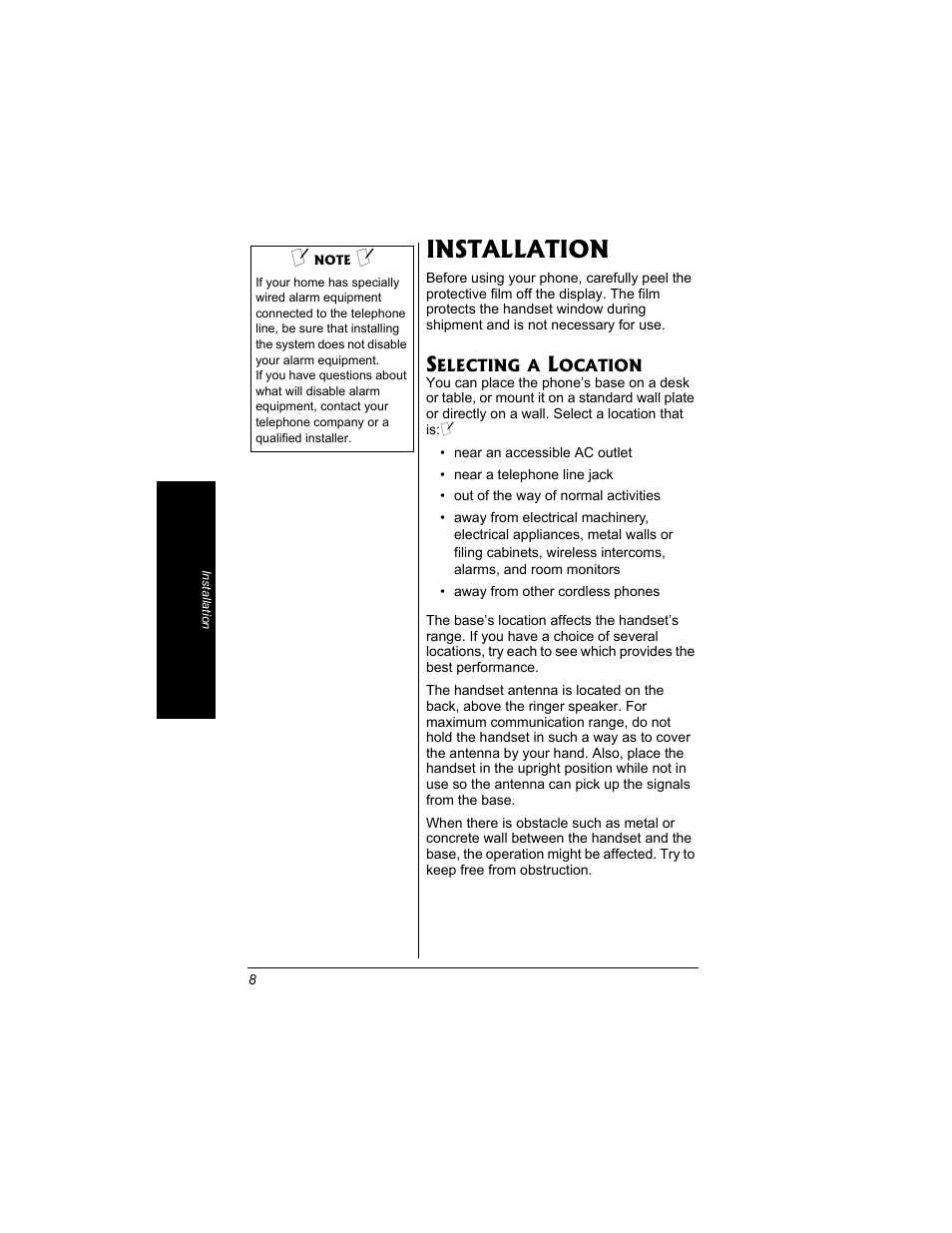 Installation, Selecting a location | Radio Shack 43-3704 User Manual | Page 8 / 76