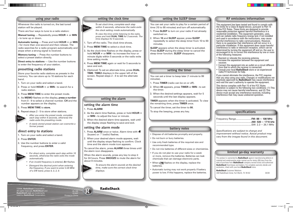 Radio Shack 20-125 User Manual | Page 2 / 2