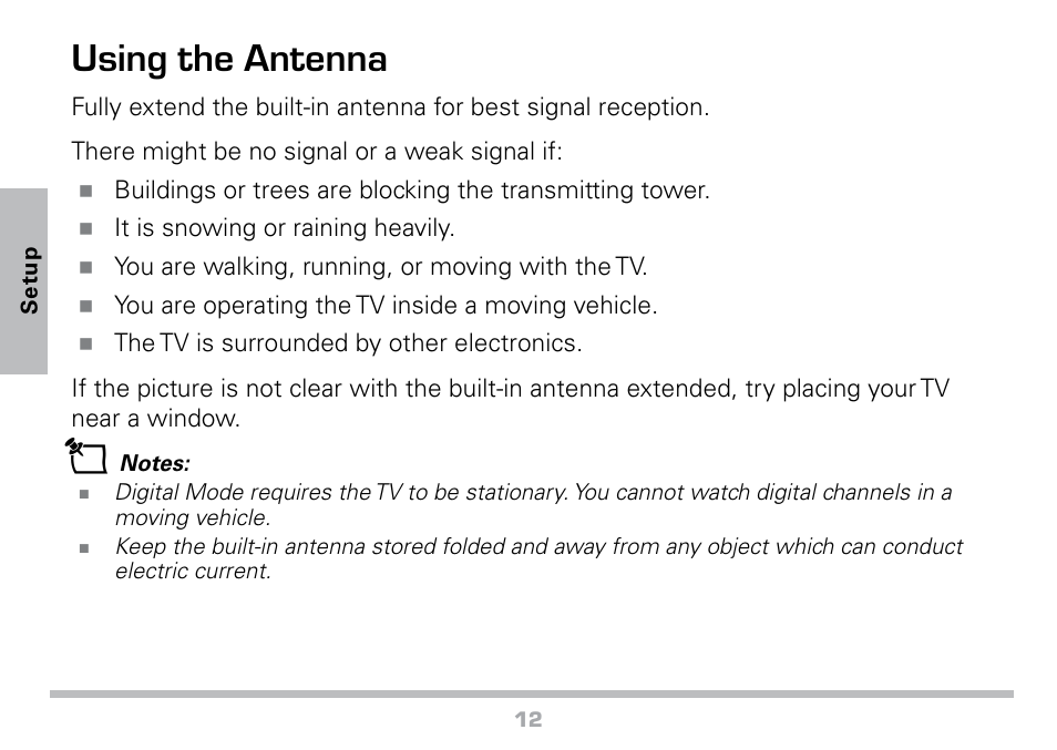 Using the antenna | Radio Shack 16-972 User Manual | Page 12 / 28
