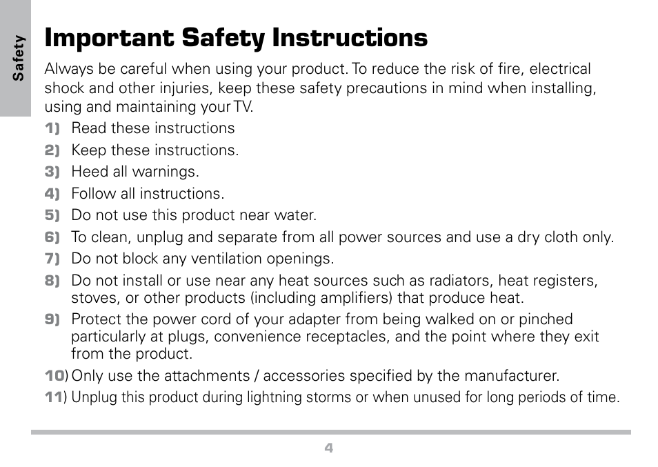 Important safety instructions | Radio Shack 16-972 User Manual | Page 4 / 28