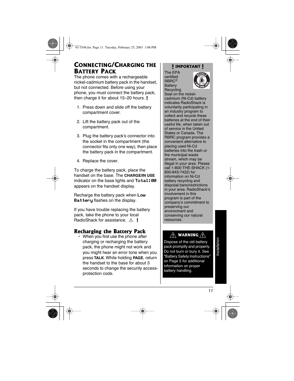 Radio Shack 43-3548 User Manual | Page 11 / 36