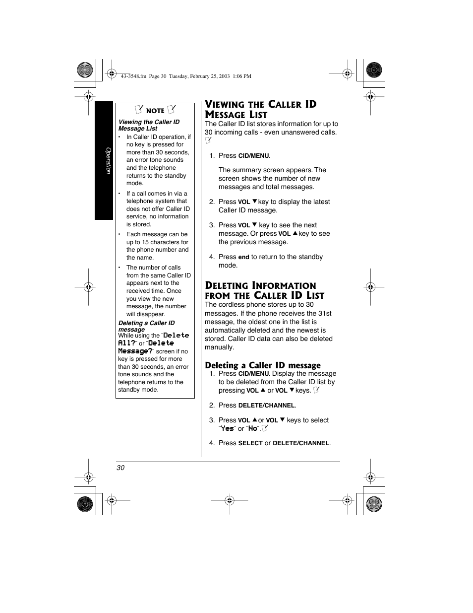 Id m, Id l | Radio Shack 43-3548 User Manual | Page 30 / 36