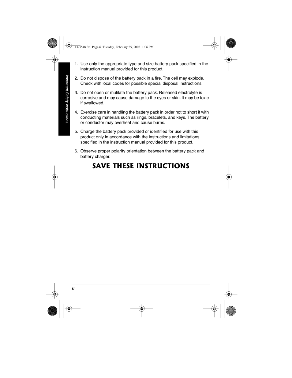 Save these instructions | Radio Shack 43-3548 User Manual | Page 6 / 36