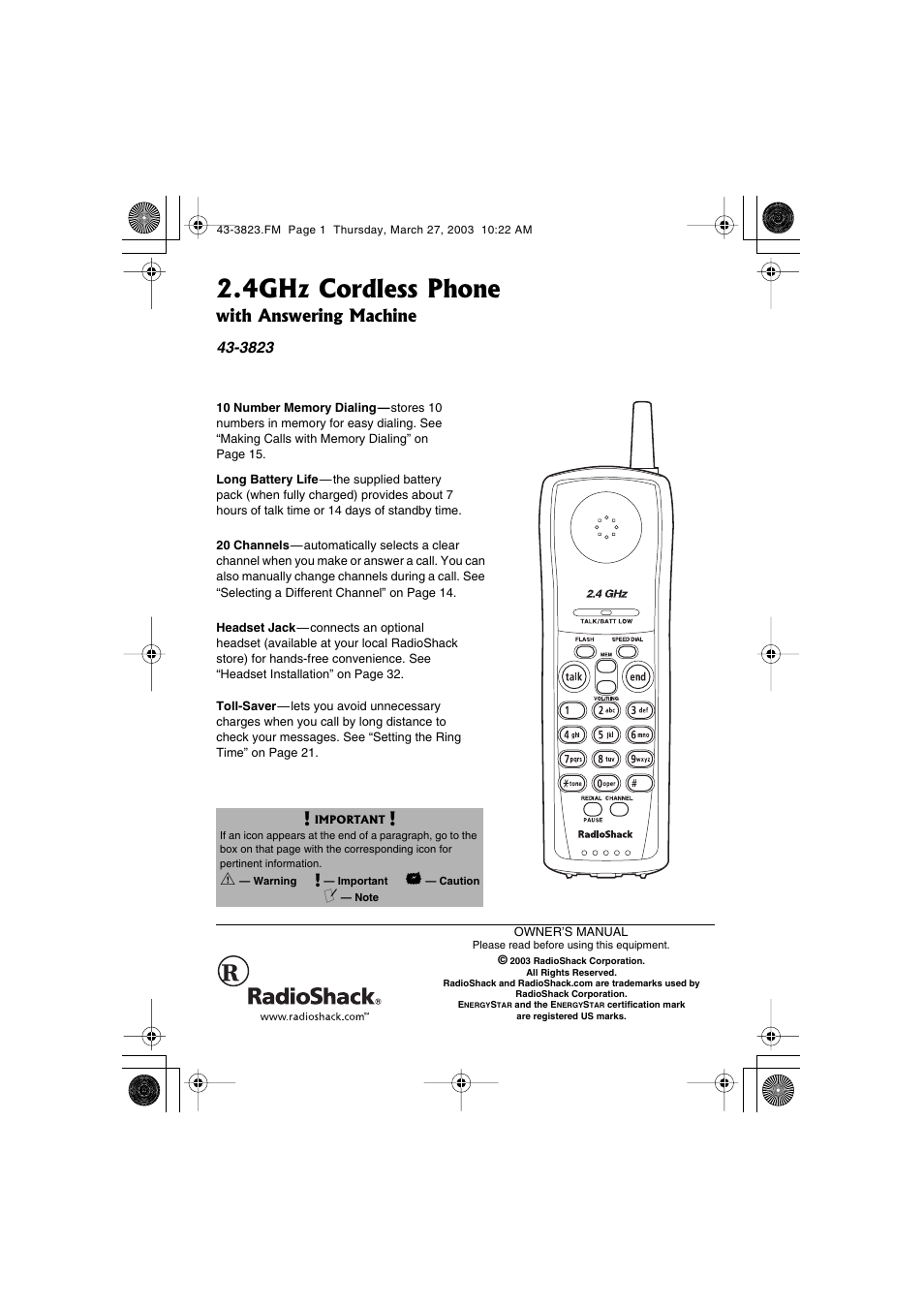 Radio Shack 43-3823 User Manual | 40 pages