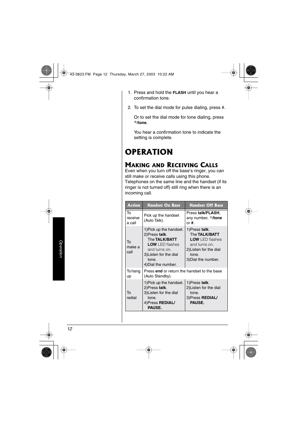Operation | Radio Shack 43-3823 User Manual | Page 12 / 40