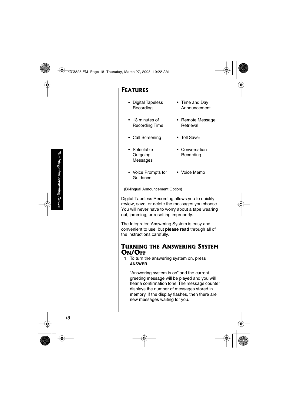 Radio Shack 43-3823 User Manual | Page 18 / 40