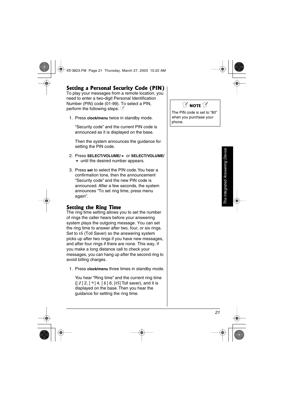 Radio Shack 43-3823 User Manual | Page 21 / 40
