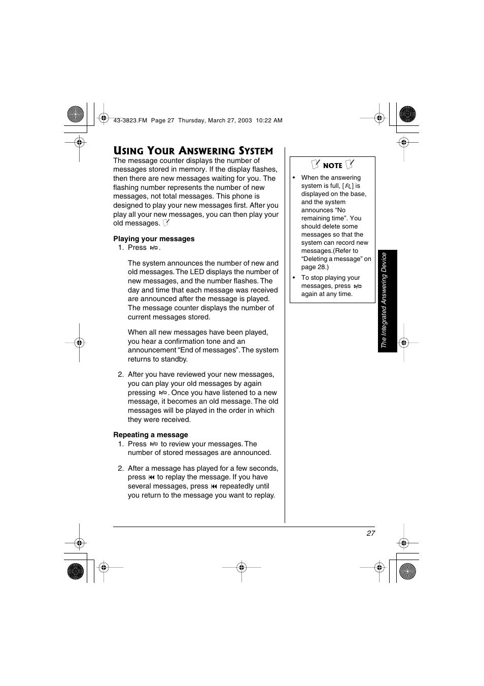 Radio Shack 43-3823 User Manual | Page 27 / 40