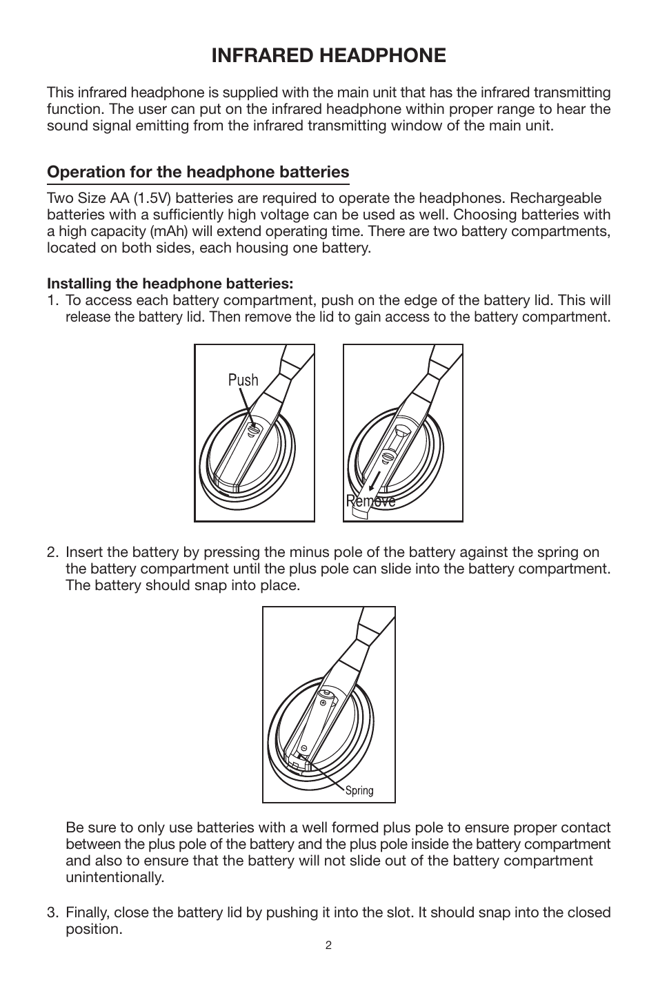 Infrared headphone | Radio Shack PLVH2 User Manual | Page 2 / 4