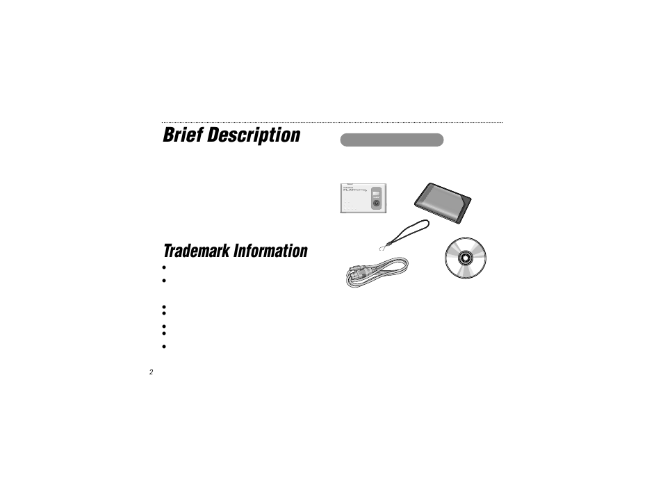 Brief description, Trademark information | Radio Shack FLATFOTO B-020405 User Manual | Page 2 / 52