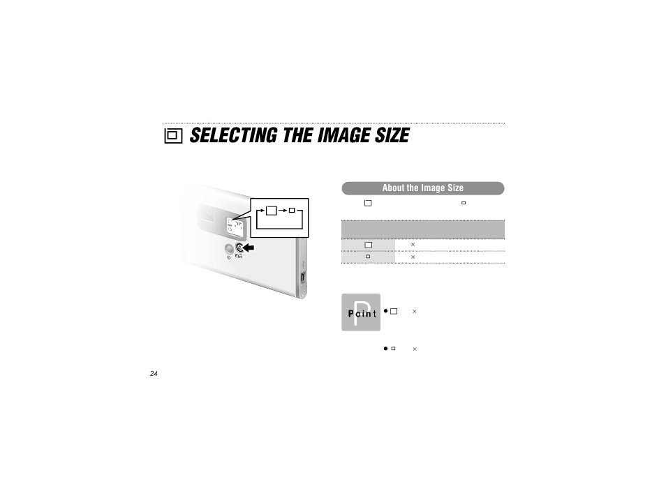 Selecting the image size | Radio Shack FLATFOTO B-020405 User Manual | Page 24 / 52