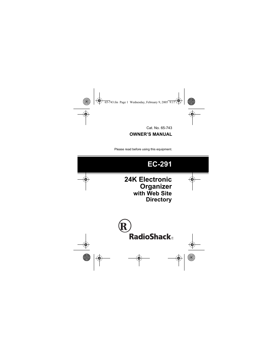 Radio Shack EC-291 User Manual | 84 pages