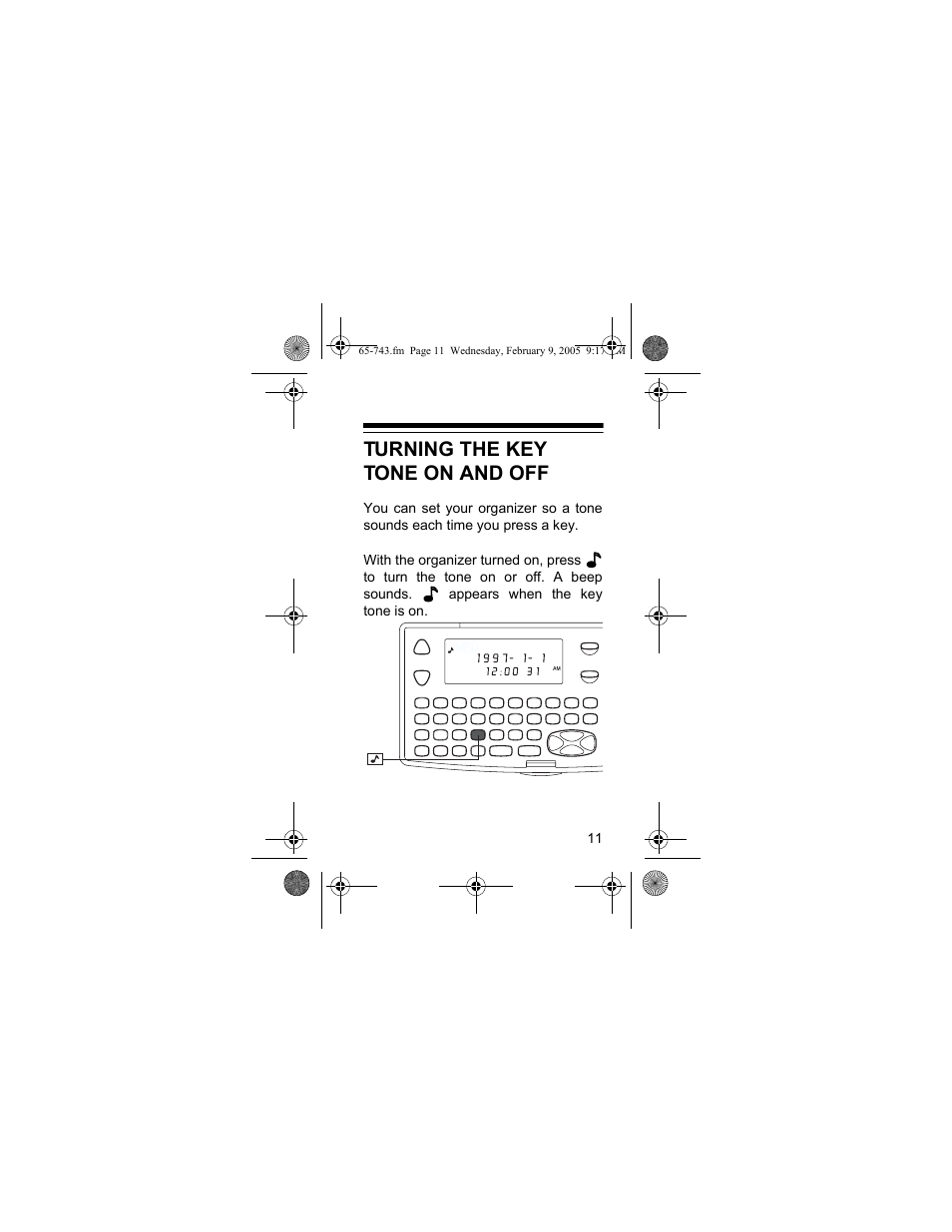 Turning the key tone on and off | Radio Shack EC-291 User Manual | Page 11 / 84