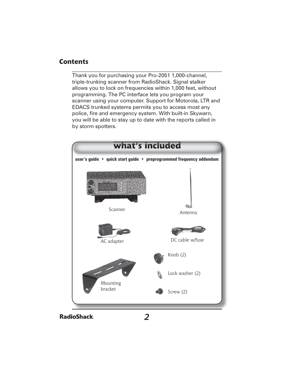 Radio Shack PRO-2051 User Manual | Page 2 / 84